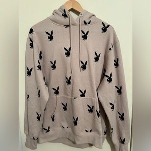 Playboy Women's Beige and Black logo Hoodie
Size Small- Excellent Condition
